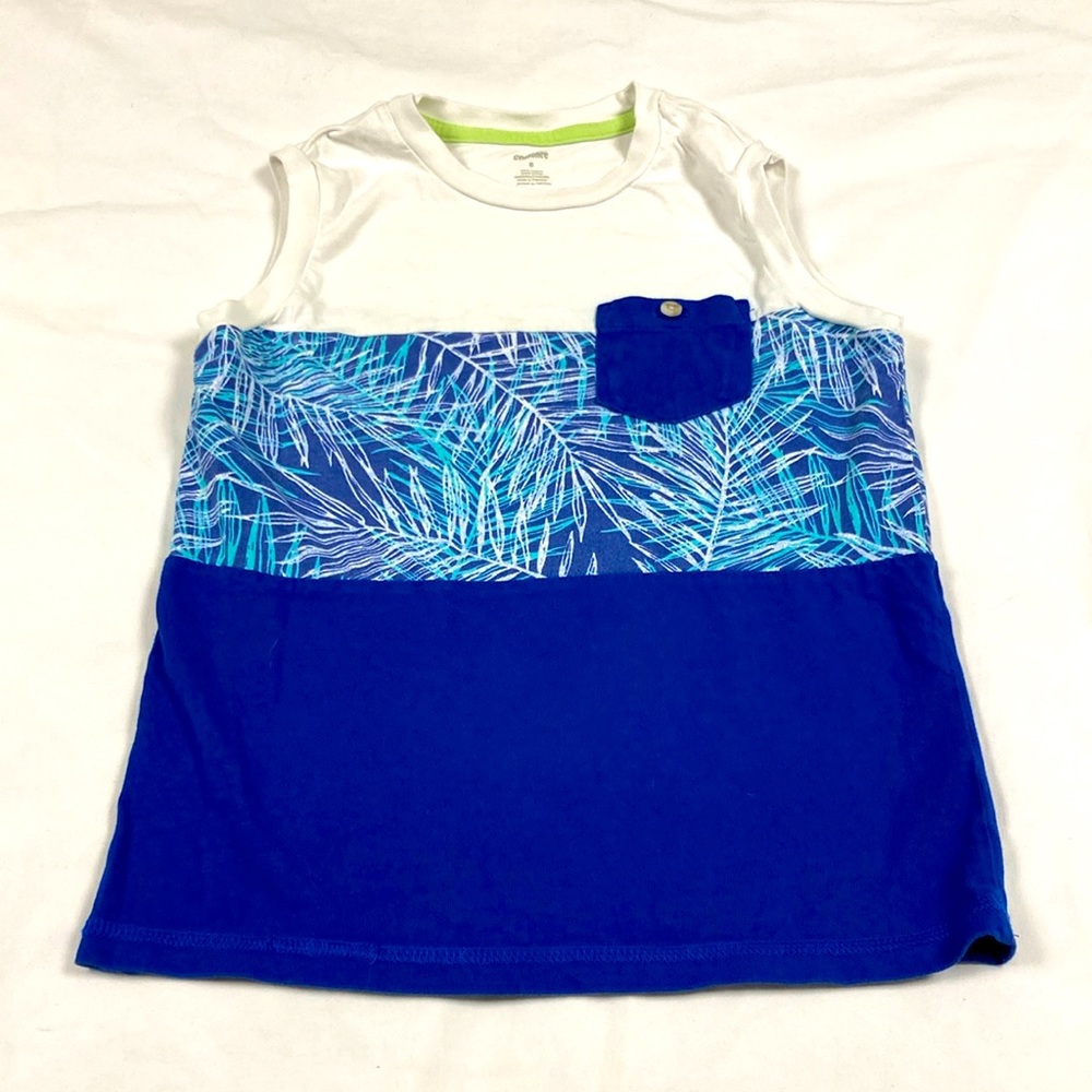 Gymboree boys sleeveless, blue and white, tropical tank top size 8